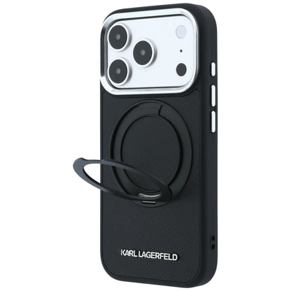 Custodia MagSafe per Apple iPhone 18 Pro / 17 Pro, Karl Lagerfeld, Ring Stand 360 Saffiano, Nera