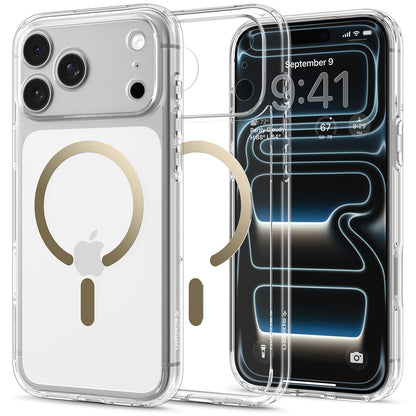 Custodia MagSafe per Apple iPhone 18 Pro / 17 Pro, Spigen, Ultra Hybrid, Oro Trasparente ACS12157