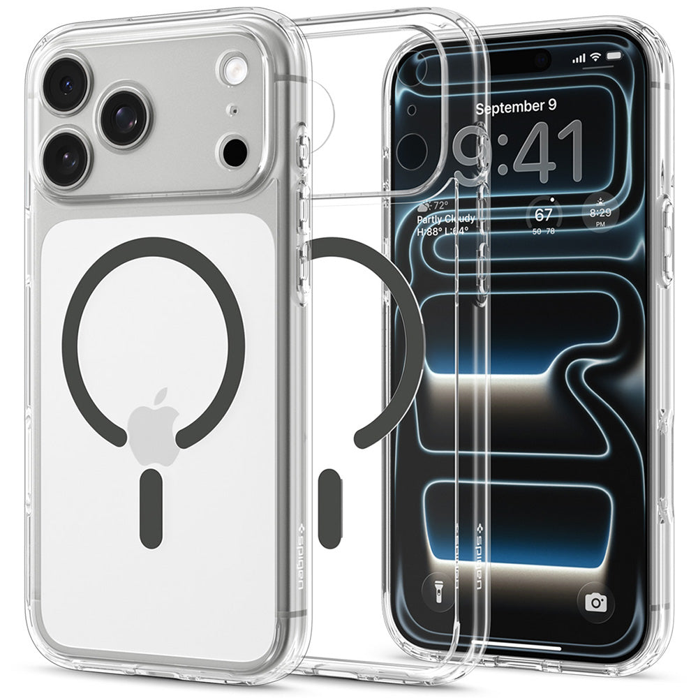 Custodia MagSafe per Apple iPhone 18 Pro / 17 Pro, Spigen, Ultra Hybrid, Grigio Trasparente ACS12156