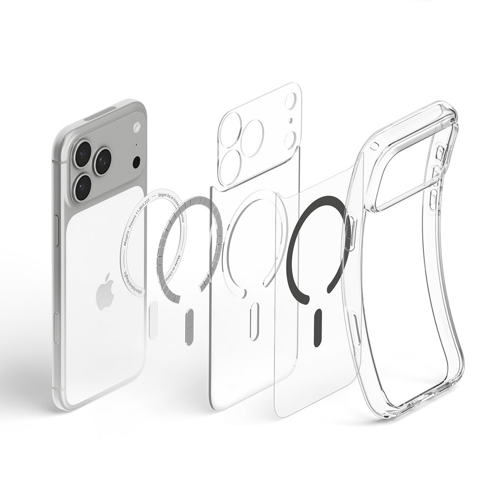 Custodia MagSafe per Apple iPhone 18 Pro / 17 Pro, Spigen, Ultra Hybrid, Grigio Trasparente ACS12156