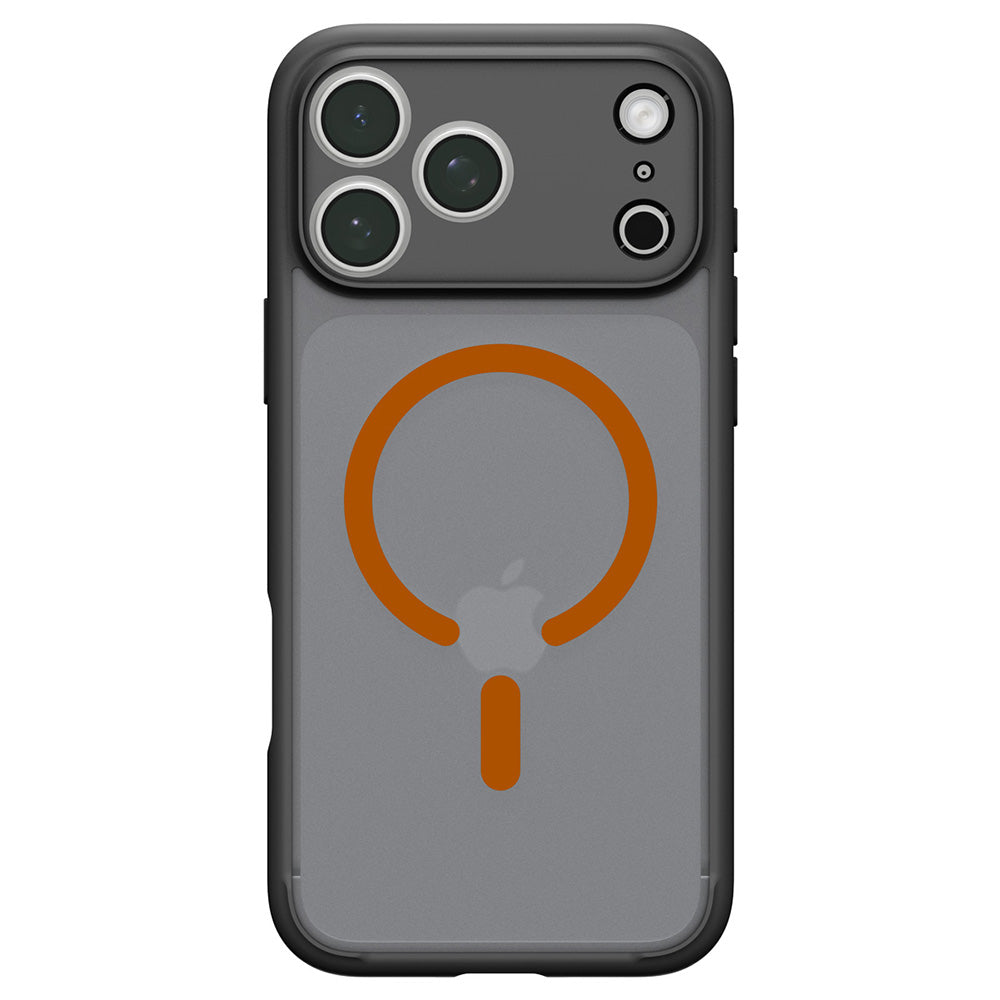 Coque MagSafe pour Apple iPhone 18 Pro / 17 Pro, Spigen, Ultra Hybrid, Noir Orange Satiné ACS12162