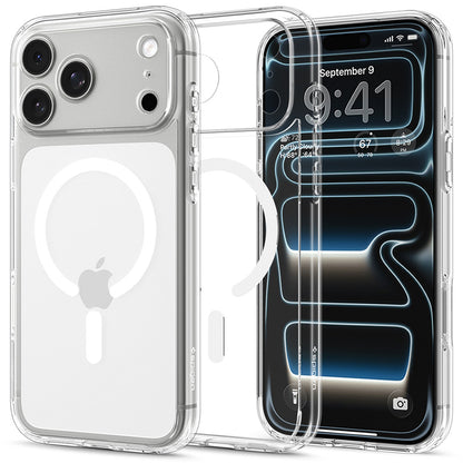 Coque MagSafe pour Apple iPhone 18 Pro / 17 Pro, Spigen, Ultra Hybrid, Transparente Blanche ACS12155