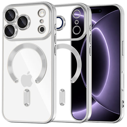 Custodia MagSafe per Apple iPhone 18 Pro / 17 Pro, Techsuit, Luxury Crystal, Argento