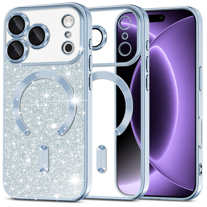 Custodia MagSafe per Apple iPhone 18 Pro / 17 Pro, Techsuit, Luxury Glitter, Blu