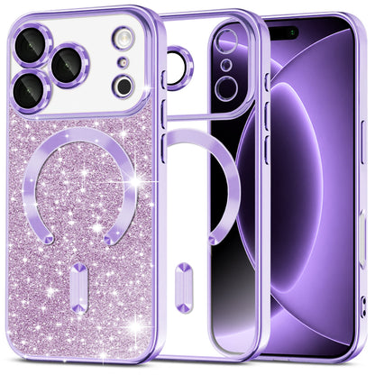Custodia MagSafe per Apple iPhone 18 Pro / 17 Pro, Techsuit, Luxury Glitter, Viola Chiaro
