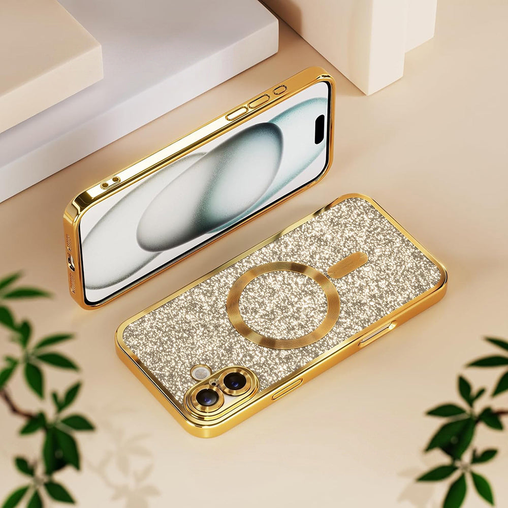 MagSafe Case for Apple iPhone 18 Pro / 17 Pro, Techsuit, Luxury Glitter, Red