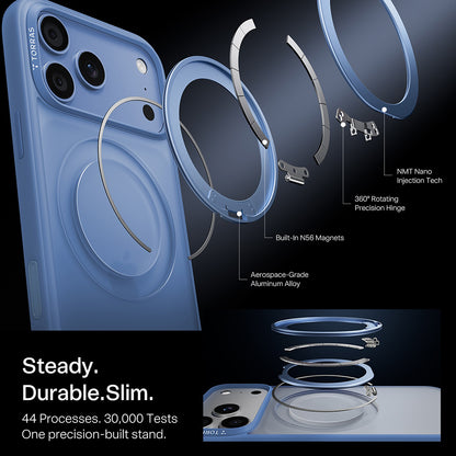 Coque MagSafe pour Apple iPhone 18 Pro / 17 Pro, Torras, Ostand O1 Guardian, Bleue
