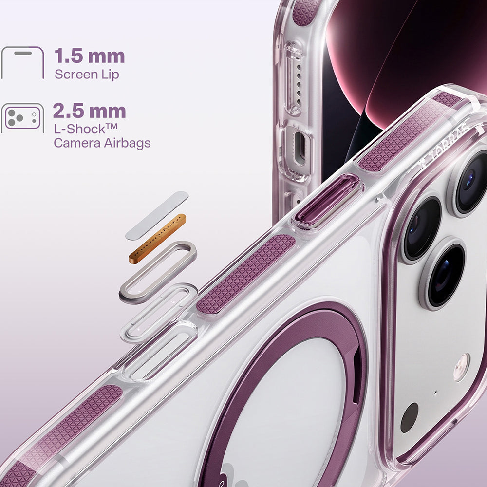 Custodia MagSafe per Apple iPhone 18 Pro / 17 Pro, Torras, Ostand O3 Light, Viola