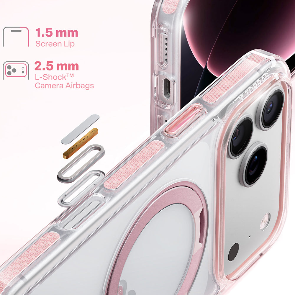 MagSafe-Hülle für Apple iPhone 18 Pro / 17 Pro, Torras, Ostand O3 Light, Rosa