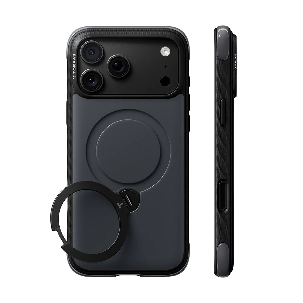 Custodia MagSafe per Apple iPhone 18 Pro / 17 Pro, Torras, Ostand Q3 Rugged, Nera