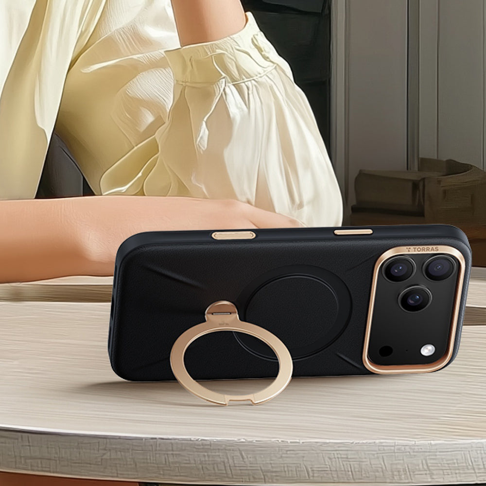 Custodia MagSafe per Apple iPhone 18 Pro / 17 Pro, Torras, QPRO Leather, Nera