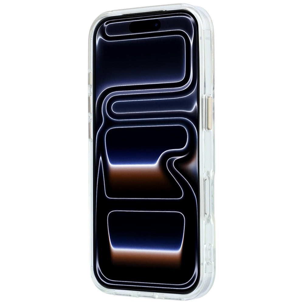 Coque MagSafe pour Apple iPhone 18 Pro, Guess, Support Anneau Logo Métal Script, Transparente
