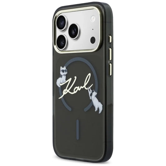 Custodia MagSafe per Apple iPhone 18 Pro, Karl Lagerfeld, IML Choupette Karl Script Logo, Nera
