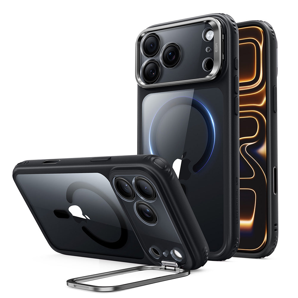 Custodia MagSafe per Apple iPhone 18 Pro Max / 17 Pro Max, ESR, Classic Hybrid Kickstand, Nera Trasparente