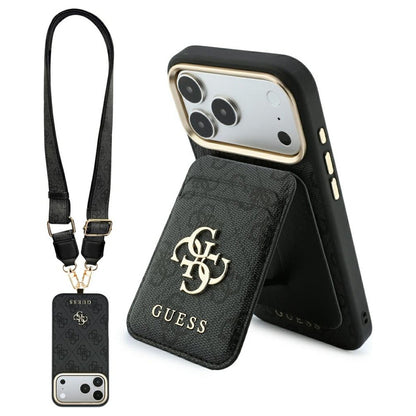 Coque MagSafe pour Apple iPhone 18 Pro Max / 17 Pro Max, Guess, 4G Cardslot & Big Strap, noire