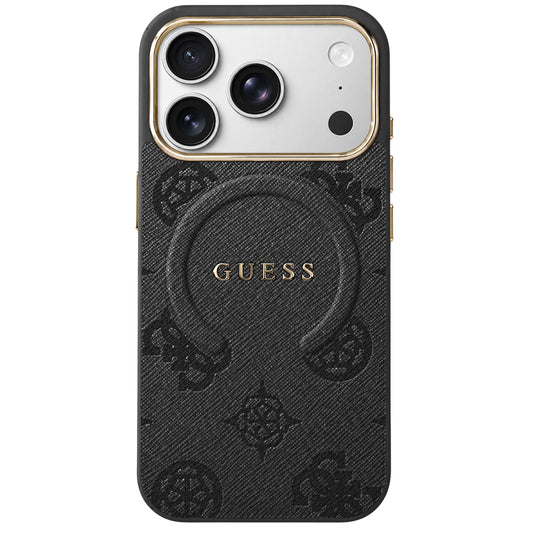 Custodia MagSafe per Apple iPhone 18 Pro Max / 17 Pro Max, Guess, 4G Anello Classico Logo in Rilievo, Nera