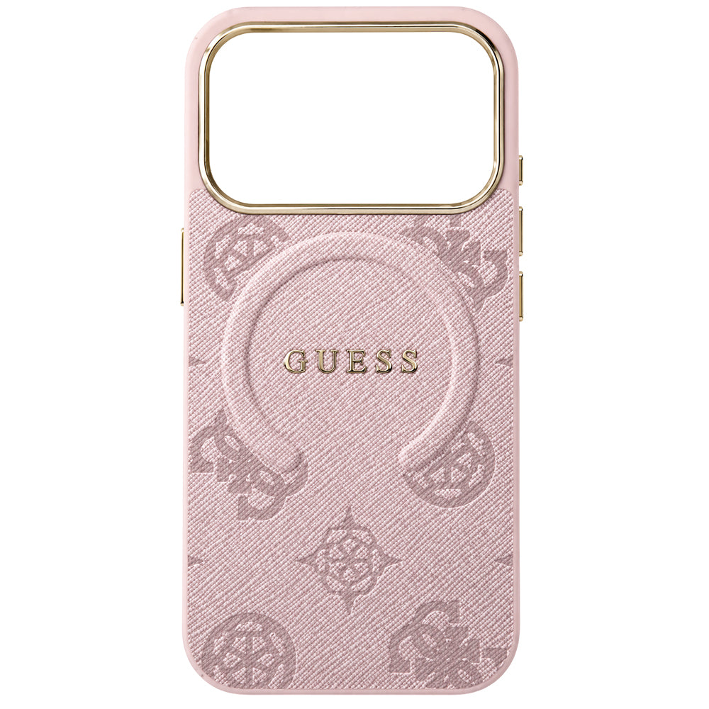 Coque MagSafe pour Apple iPhone 18 Pro Max / 17 Pro Max, Guess, Logo Classique 4G en Relief, Rose