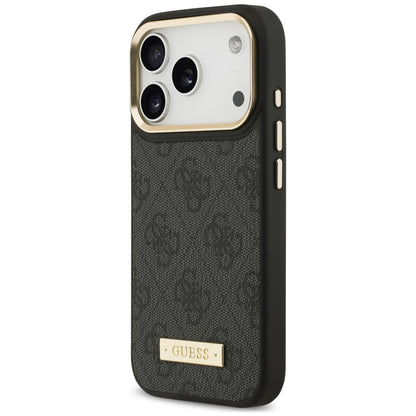Coque MagSafe pour Apple iPhone 18 Pro Max / 17 Pro Max, Guess, plaque logo 4G, noire