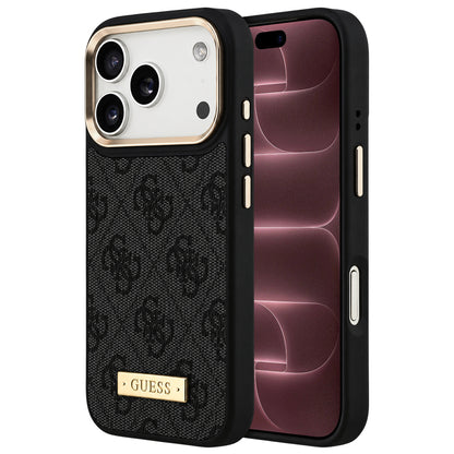 Coque MagSafe pour Apple iPhone 18 Pro Max / 17 Pro Max, Guess, plaque logo 4G, noire
