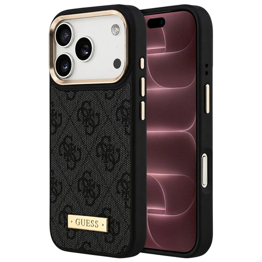 Coque MagSafe pour Apple iPhone 18 Pro Max / 17 Pro Max, Guess, plaque logo 4G, noire