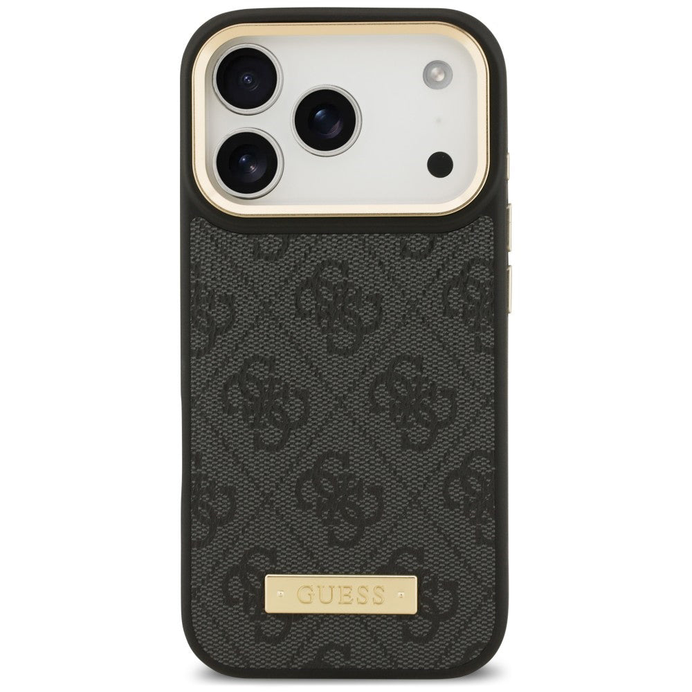 Coque MagSafe pour Apple iPhone 18 Pro Max / 17 Pro Max, Guess, plaque logo 4G, noire