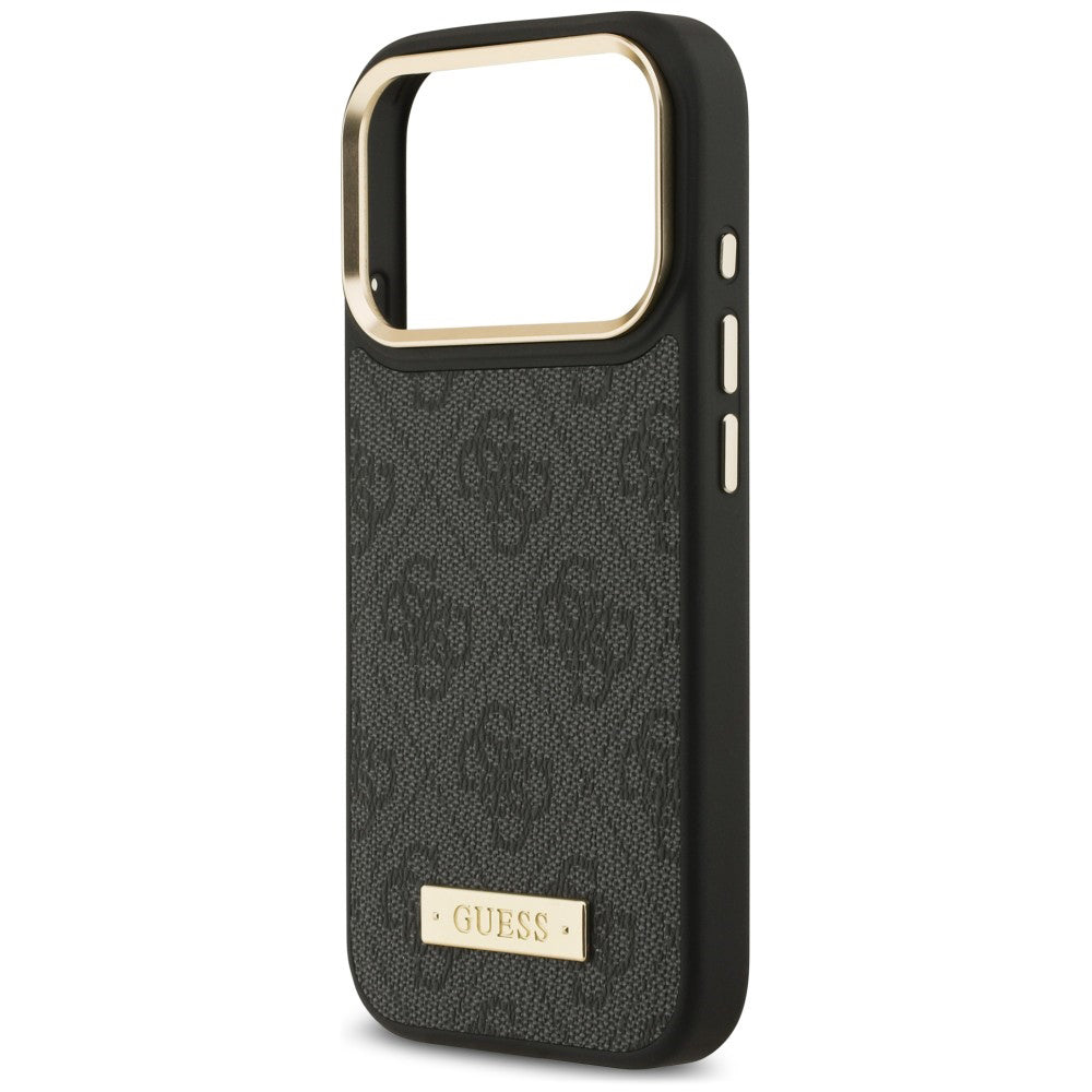 Coque MagSafe pour Apple iPhone 18 Pro Max / 17 Pro Max, Guess, plaque logo 4G, noire