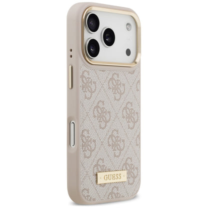 Coque MagSafe pour Apple iPhone 18 Pro Max / 17 Pro Max, Guess, plaque logo 4G, rose
