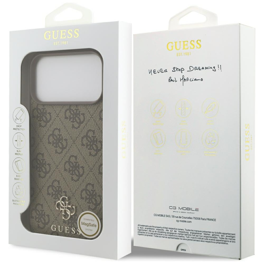 Custodia MagSafe per Apple iPhone 18 Pro Max / 17 Pro Max, Guess, 4G Small and Classic, Marrone