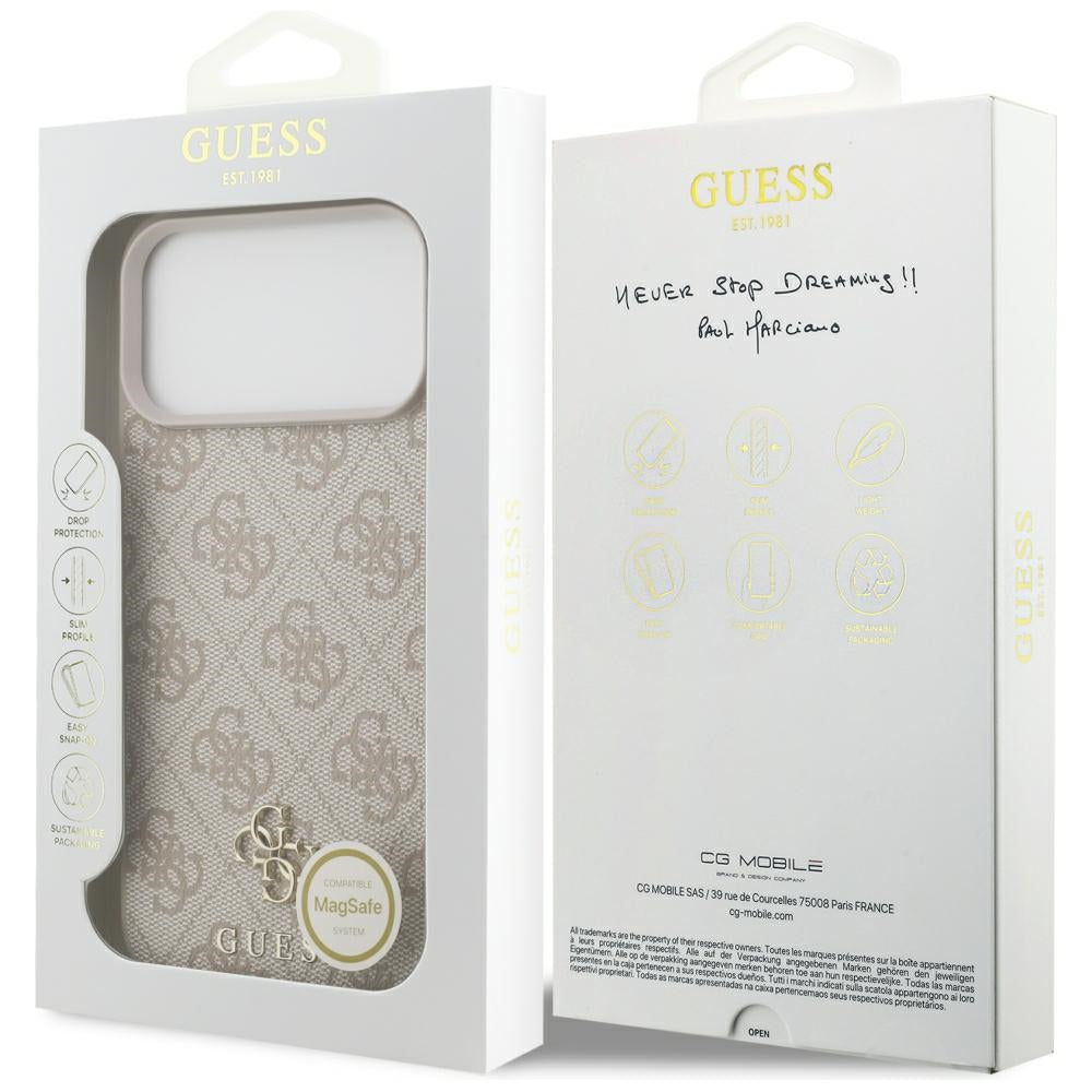 Coque MagSafe pour Apple iPhone 18 Pro Max / 17 Pro Max, Guess, 4G Small and Classic, Rose