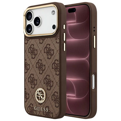 Coque MagSafe pour Apple iPhone 18 Pro Max / 17 Pro Max, Guess, logo 4G strass, marron