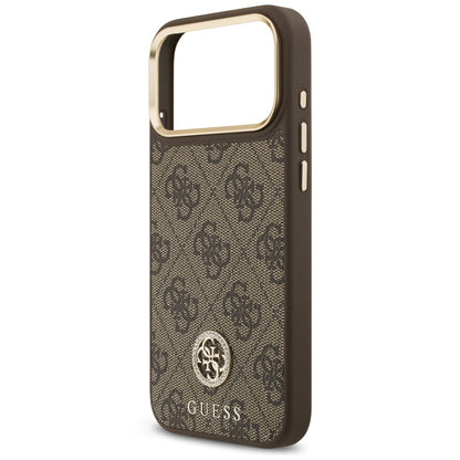 Coque MagSafe pour Apple iPhone 18 Pro Max / 17 Pro Max, Guess, logo 4G strass, marron