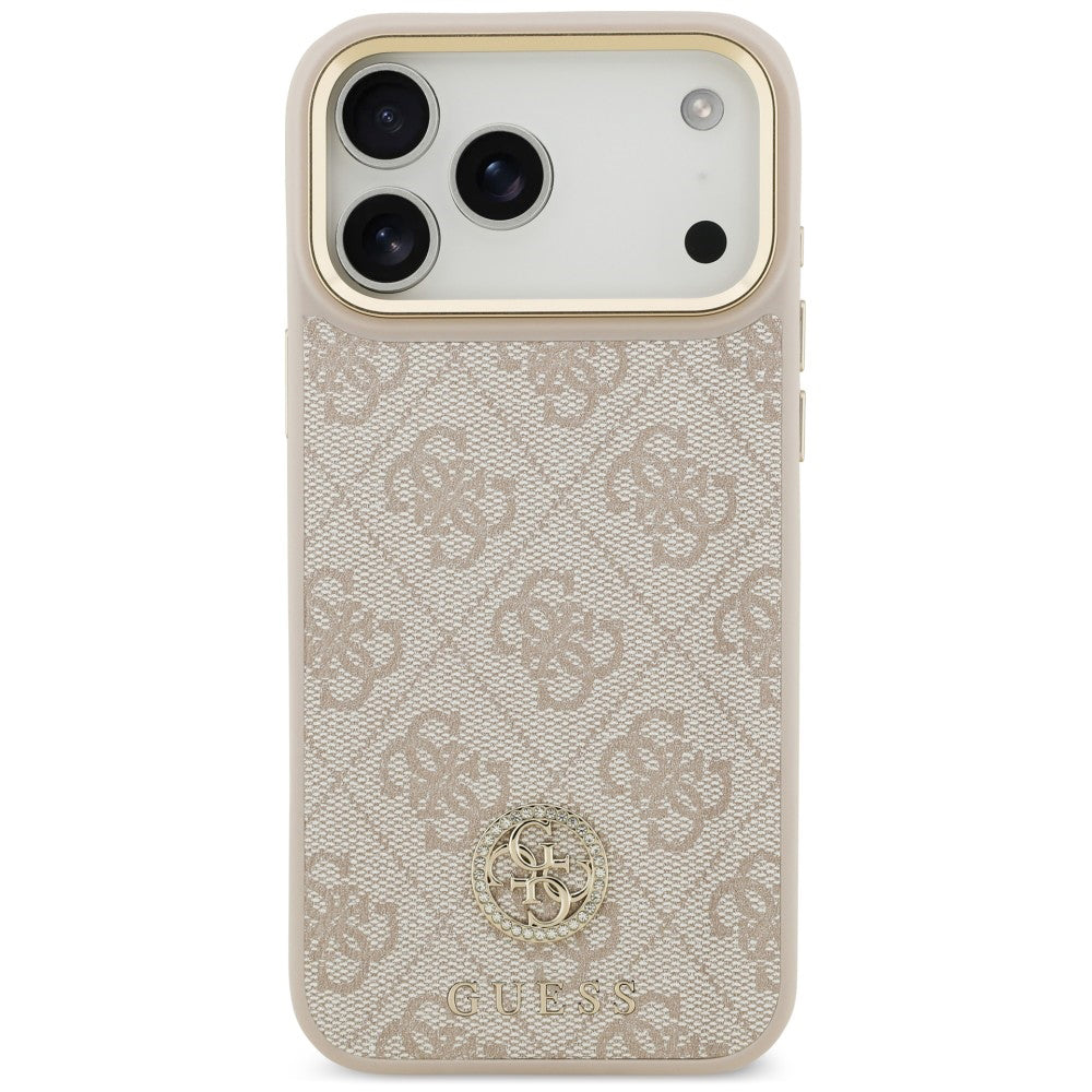 Coque MagSafe pour Apple iPhone 18 Pro Max / 17 Pro Max, Guess, logo 4G strass, rose