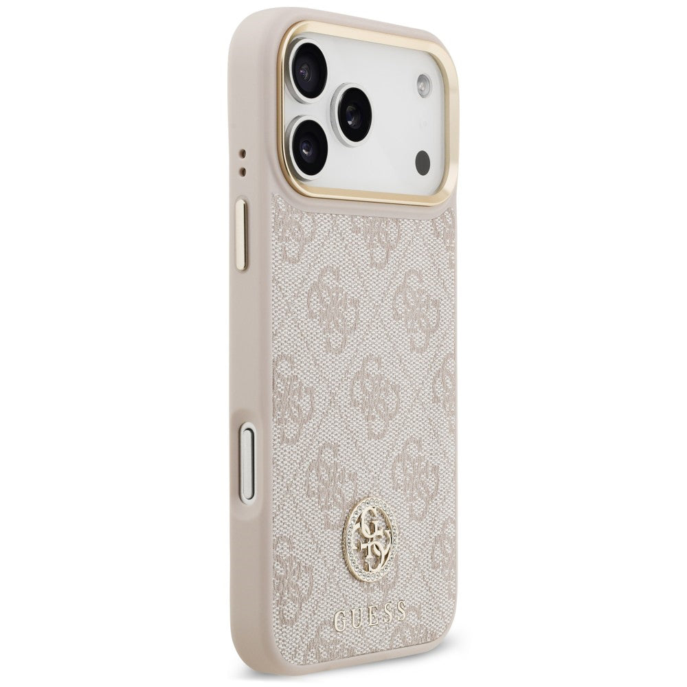 Coque MagSafe pour Apple iPhone 18 Pro Max / 17 Pro Max, Guess, logo 4G strass, rose