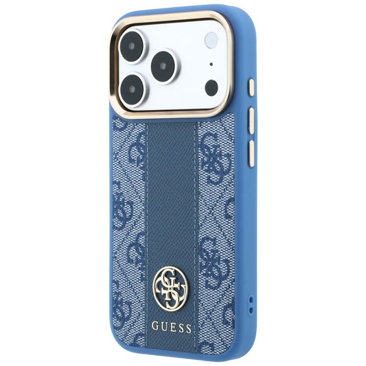MagSafe-Hülle für Apple iPhone 18 Pro Max / 17 Pro Max, Guess, 4G Stripe Rundes Klassisches Logo, Blau