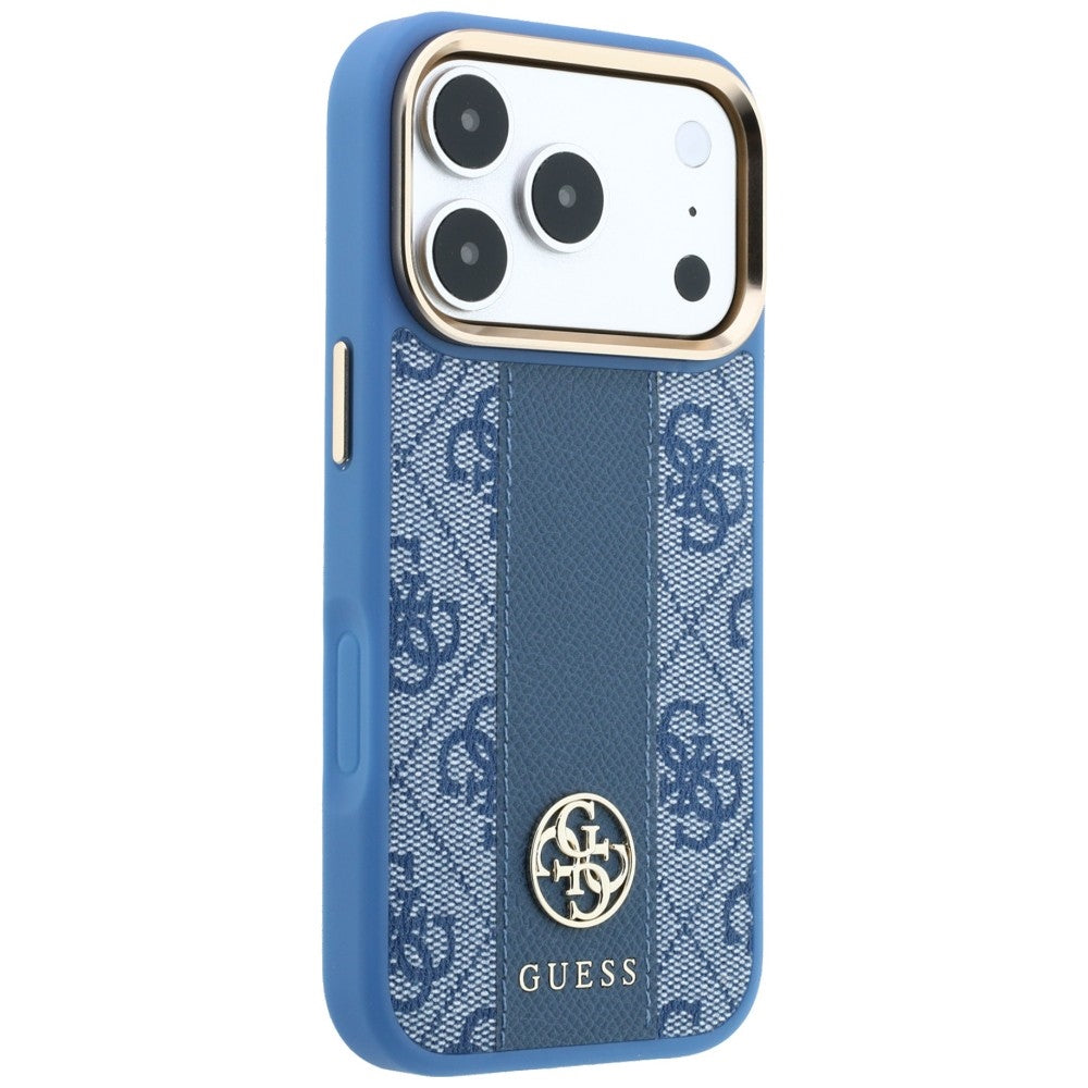 MagSafe Case for Apple iPhone 18 Pro Max / 17 Pro Max, Guess, 4G Stripe Round Classic Logo, Blue