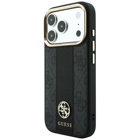 Custodia MagSafe per Apple iPhone 18 Pro Max / 17 Pro Max, Guess, 4G Stripe Round Classic Logo, Nera