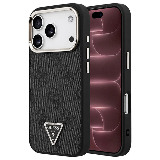 Coque MagSafe pour Apple iPhone 18 Pro Max / 17 Pro Max, Guess, logo Triangle 4G, noire et dorée