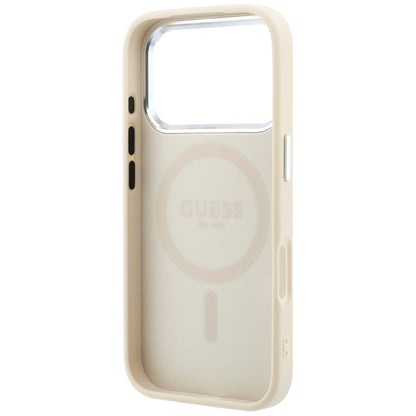 Coque MagSafe pour Apple iPhone 18 Pro Max / 17 Pro Max, Guess, Logo Triangle Grainé, Beige