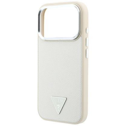 Coque MagSafe pour Apple iPhone 18 Pro Max / 17 Pro Max, Guess, Logo Triangle Grainé, Beige