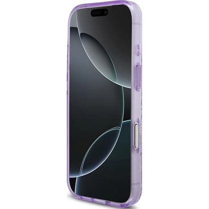 Coque MagSafe pour Apple iPhone 18 Pro Max / 17 Pro Max, Guess, IML Flowers with Pearl Strap, violette