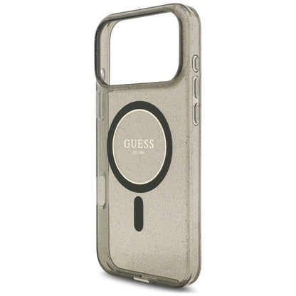 Coque MagSafe pour Apple iPhone 18 Pro Max / 17 Pro Max, Guess, IML Glitter with Pearl Strap, noire