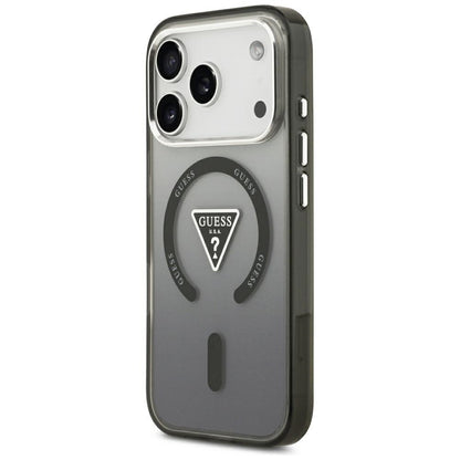 Coque MagSafe pour Apple iPhone 18 Pro Max / 17 Pro Max, Guess, logo triangulaire dégradé IML, noire