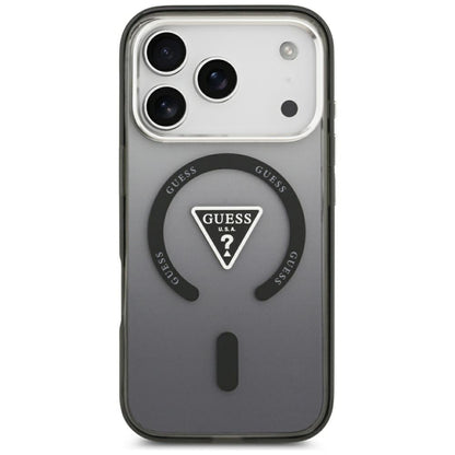 Coque MagSafe pour Apple iPhone 18 Pro Max / 17 Pro Max, Guess, logo triangulaire dégradé IML, noire