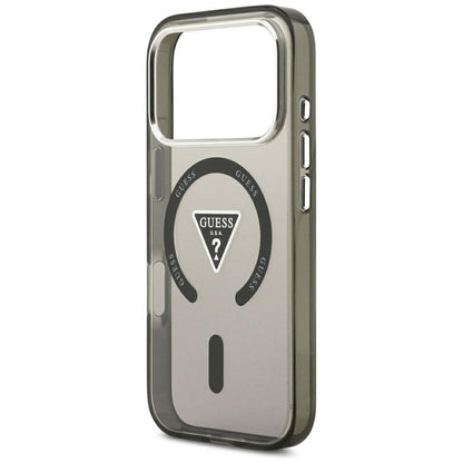 Coque MagSafe pour Apple iPhone 18 Pro Max / 17 Pro Max, Guess, logo triangulaire dégradé IML, noire