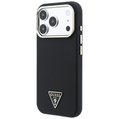 MagSafe-Hülle für Apple iPhone 18 Pro Max / 17 Pro Max, Guess, Kevlar-Dreieck-Logo, Schwarz