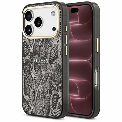 Coque MagSafe pour Apple iPhone 18 Pro Max / 17 Pro Max, Guess, motif python, noire