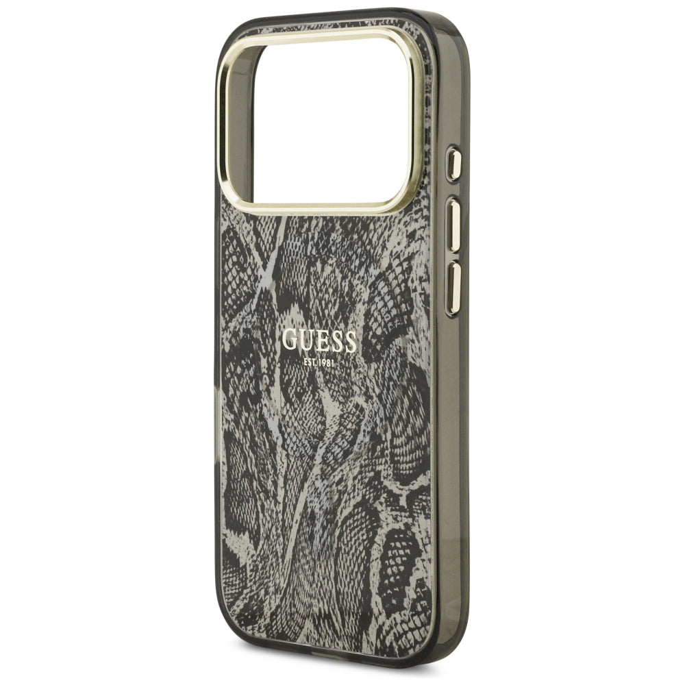Coque MagSafe pour Apple iPhone 18 Pro Max / 17 Pro Max, Guess, motif python, noire