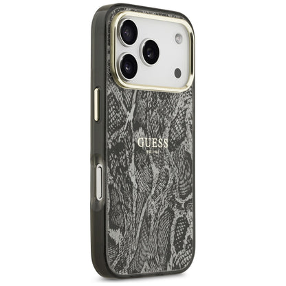 Coque MagSafe pour Apple iPhone 18 Pro Max / 17 Pro Max, Guess, motif python, noire
