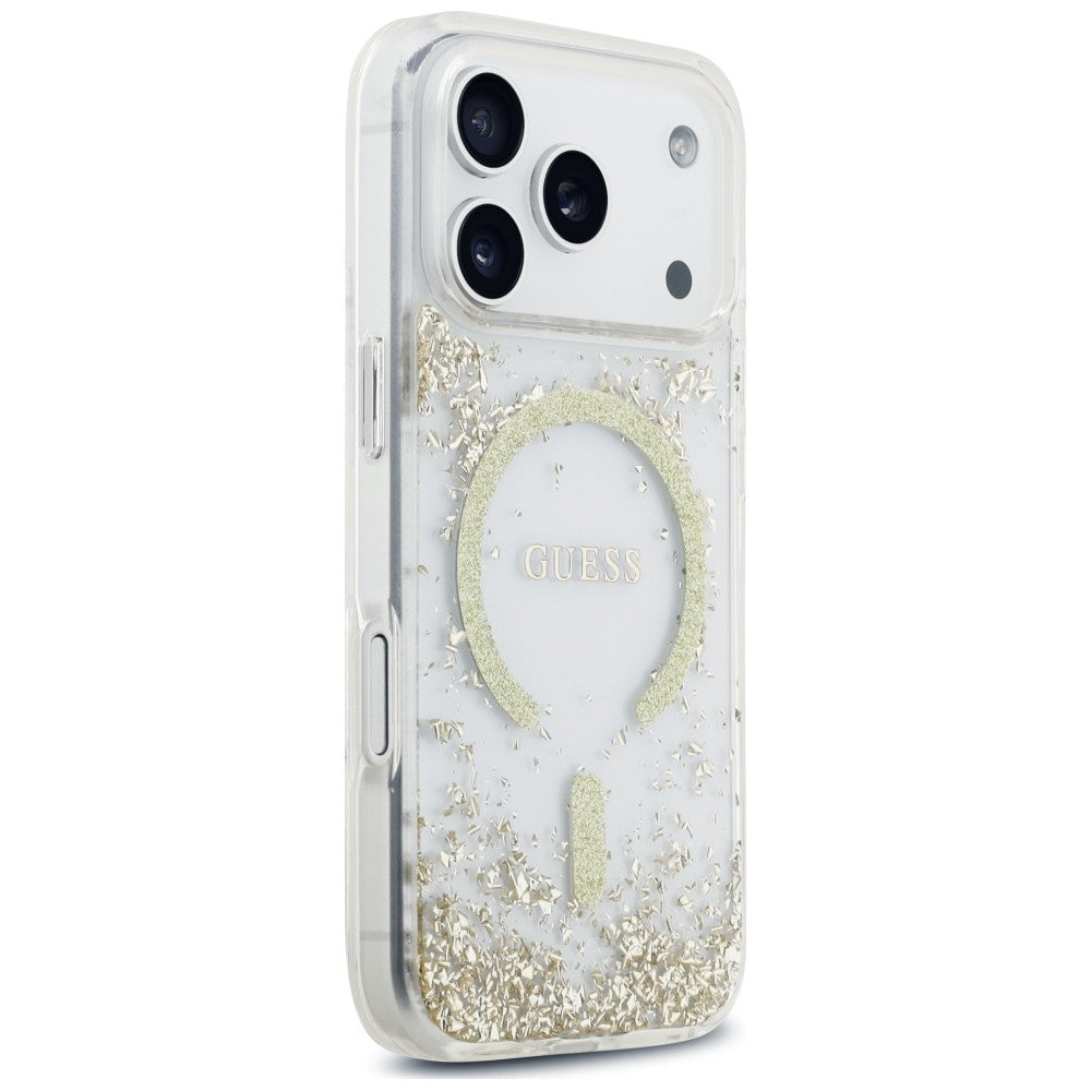 MagSafe-Hülle für Apple iPhone 18 Pro Max / 17 Pro Max, Guess, Resin Bottom Glitter, Gold