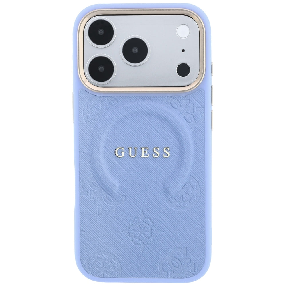 MagSafe-Hülle für Apple iPhone 18 Pro Max / 17 Pro Max, Guess, Saffiano Peony Ring, Blau